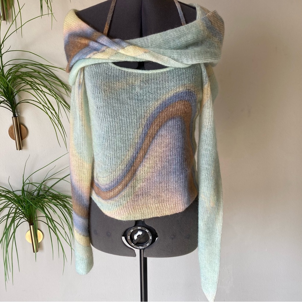 NWT Jonathan Simkhai cambria mohair digital sweater S/S 2023